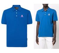 Philipp Plein Polo Shirt SS Skull Multi Logo Jersey Shirt, New, Blue, L