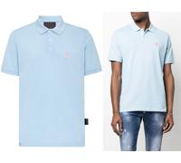 Philipp Plein Polo Shirt SS Skull Multi Logo Jersey Shirt, New, Blue, L