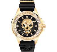 Philipp Plein , Crystal Titan Gold Skull Watch ,Black unisex, Sizes: ONE SIZE