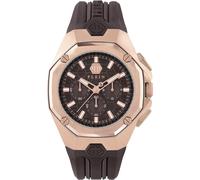 Philipp Plein Men's Watch Analogue Quartz Chrono Octagon Silicone, Rose Gold/Brown - Pwtba0223, Strap.