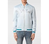 PHILIPP PLEIN Satin Bomber with Rhinestone Logo - Size: XXL - male