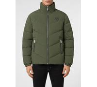 PHILIPP PLEIN Short Quilted Nylon Down Jacket with Zip Closure and Applied Logo - Size: XXL - male