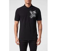 PHILIPP PLEIN Short-Sleeve Cotton Polo Shirt with All-Over Monogram Print - Size: 3XL - male
