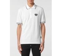 PHILIPP PLEIN Short-Sleeved Cotton Polo Shirt with Contrast Logo and Classic Collar - Size: XL - male