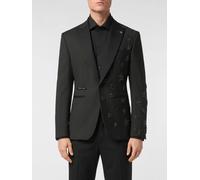 PHILIPP PLEIN Single Breasted Wool Blazer with All Over Crystal Stars - Size: 58 - male