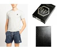 Philipp Plein Skull Cotton Stretch Logo V-Neck T-Shirt Loungewear Shirt Sale XL