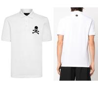 Philipp Plein Skull Polo Shirt Leather PP Hexagon Patch T-Shirt L