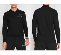 PHILIPP PLEIN Skull Polo Shirt Leather PP Hexagon Patch T-shirt M