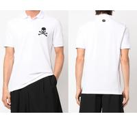 Philipp Plein Skull Polo Shirt Leather PP Hexagon Patch T-Shirt M