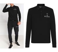 Philipp Plein Skull Polo Shirt Leather PP Hexagon Patch T-Shirt S