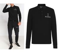 PHILIPP PLEIN Skull Polo Shirt Leather PP Hexagon Patch T-shirt S
