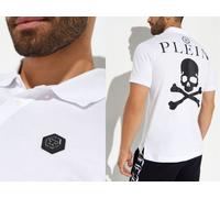 Philipp Plein Skull Polo Shirt Leather PP Hexagon Patch T-Shirt S