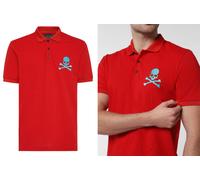 Philipp Plein Skull Polo Shirt Leather PP Hexagon Patch T-Shirt XL
