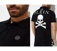 Philipp Plein Skull Polo Shirt Leather PP Hexagon Patch T-Shirt XS