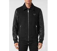 PHILIPP PLEIN Smooth Lambskin Leather Bomber Jacket with Classic Collar - Size: 3XL - male