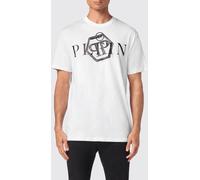 PHILIPP PLEIN Solid Colour Cotton Crew-Neck T-Shirt with Logo - Size: 4XL - male