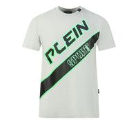 Philipp Plein Sport Mens Large Logo Grey T-Shirt Cotton - Size Medium