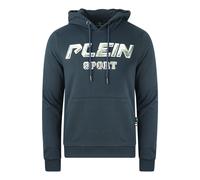Philipp Plein Sport Mens Silver Logo Navy Hoodie - Blue Cotton - Size Small