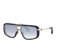 Philipp Plein SPP008M PLEIN LEGACY 703X Man Sunglasses Acetate Black Squared Anti-glare Mirror