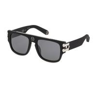 Philipp Plein SPP011V PLEIN PURE PLEASURE LONDON 703X Man Sunglasses Acetate Black Smoke Squared Normal Mirror
