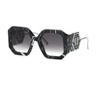 Philipp Plein Woman SPP067 PLEIN DIVA 721 Sunglasses Acetate Havana Grey Geometric Normal Shaded