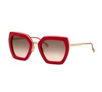 Philipp Plein SPP097S PLEIN QUEEN 06Y6 Woman Sunglasses Metal Red Brown Squared Normal Shaded