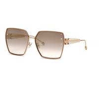 Philipp Plein SPP122W PLEIN QUEEN 300G Woman Sunglasses Metal Gold Brown Geometric Normal Shaded