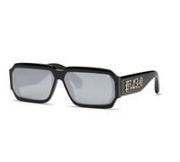 Philipp Plein SPP150 PLEIN MASTER 700 Man Sunglasses Acetate Black Smoke Squared Normal Mirror