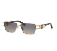 Philipp Plein SPP210M PLEIN ICON EDGE 300 Unisex Sunglasses Metal Gold Smoke Squared Normal Nuanced