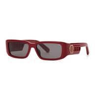 Philipp Plein SPP240M PLEIN ICON EDGE 718 Unisex Sunglasses Acetate Red Smoke Squared Normal