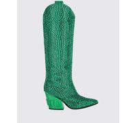 PHILIPP PLEIN Suede Knee-High Texan Boots with Embroidery and Swarovski Crystals - Size: 41 - female
