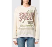 PHILIPP PLEIN Tennis Club Relaxed Fit Sweatshirt with U-Back and Rhinestone Logo - Size: M - female