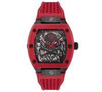 Philipp Plein The $KELETON Men's Automatic Silicone Watch, red, OS, skeleton