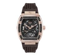 Philipp Plein Herren Uhr Analog Automatik $KELETON, Rotgold/Schwarz/Kristalle - Pwbaa1723, Strap