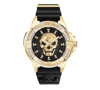 Philipp Plein , Crystal Titan Gold Skull Watch ,Black unisex, Sizes: ONE SIZE