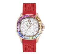 Philipp Plein Women's Watch The $Pectre Lady Analogue Quartz Silicone Strap, Rose Gold/Red PWTAA1024