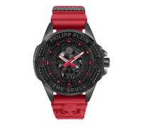 Philipp Plein Unisex Analog Quartz $KULL Watch Black Silicone Strap 22 mm