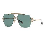Philipp Plein Unisex SPP111 PLEIN SLEEK 0340 Sunglasses Metal Gold Green Geometric Normal