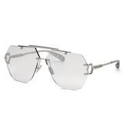 Philipp Plein Unisex SPP111 PLEIN SLEEK 579F Sunglasses Metal Palladium Silver Geometric Photochromatic Mirror