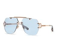 Philipp Plein Unisex SPP111 PLEIN SLEEK 8FCF Sunglasses Metal Gold Blue Geometric Photochromatic