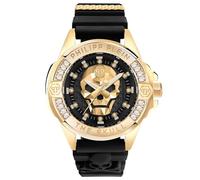 Philipp Plein , Crystal Titan Gold Skull Watch ,Black unisex, Sizes: ONE SIZE