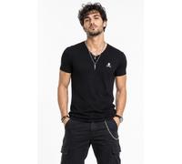 Philipp Plein V-Neck T-Shirt Skull Logo Stretch Cotton Blend Jersey New L