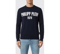 PHILIPP PLEIN Wool and Cotton Blend Crewneck Jumper with All-Over Jacquard Logo Pattern - Size: 4XL - male