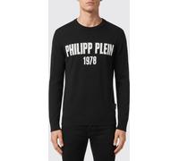 PHILIPP PLEIN Wool and Cotton Blend Crewneck Jumper with All-Over Jacquard Logo Pattern - Size: XXL - male