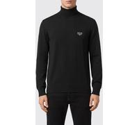 PHILIPP PLEIN Wool and Cotton Blend Roll Neck Jumper with Long Sleeves and Applied Logo - Size: L - male