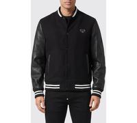 PHILIPP PLEIN Wool and Leather Varsity Bomber Jacket with Skull Embroidery and Rhinestones - Size: 4XL - male
