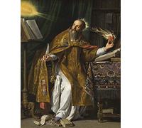 Philippe de Champaigne - Saint Augustine, vintage art, 12x8" (A4) Reproduction Poster Print