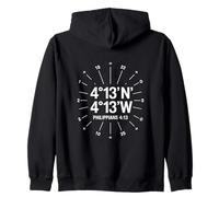 Philippians 4 13 Christian 4 13 N 4 13 W Compass Zip Hoodie