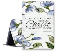 Philippians 4:13 Flowers Case for iPad Pro 13 inch M4 2024, Shockproof PU Leather Folding Adjustable Stand Case with Auto Sleep/Wake for 13" iPad Pro M4 2024