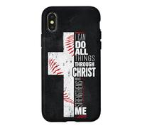 Philippians 4:13 I Can Do All Things Through Baseball Cross Case for iPhone X/XS
